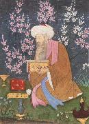 Ali of Golconda Poet in a garden oil on canvas